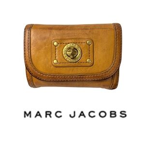 Marc Jacobs Brown Leather Turn lock Wallet with Gold Accents